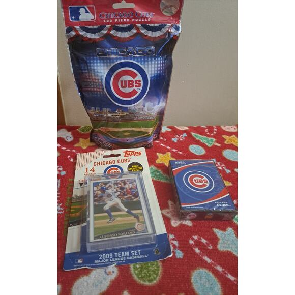 Chicago Cubs Lot Playing Cards, Puzzle and Trading Cards - Picture 1 of 8